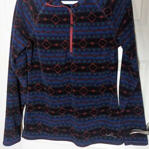 Eddie Bauer Blue and Red Patterned Pullover